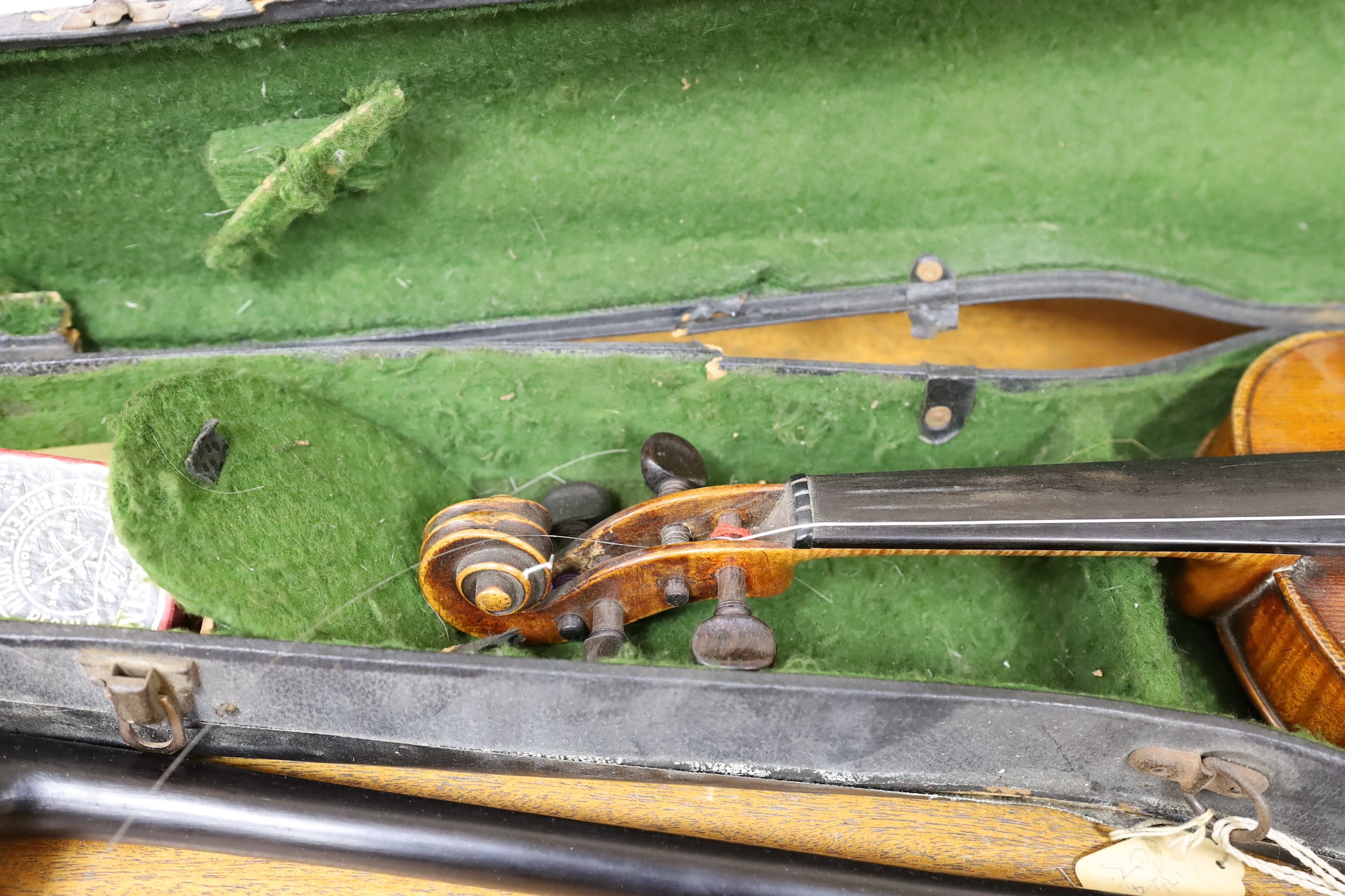 A 19th century cased violin, possibly John Walker
